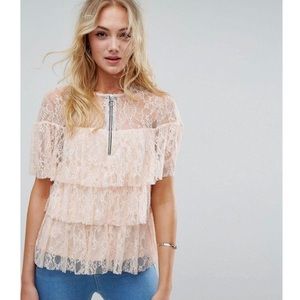 ASOS Tall Lace Ruffle Top